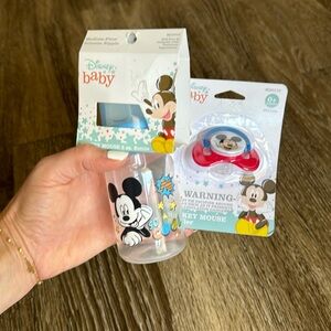 Disney Baby Mickey Mouse Plastic Bottle and Pacifier Set
